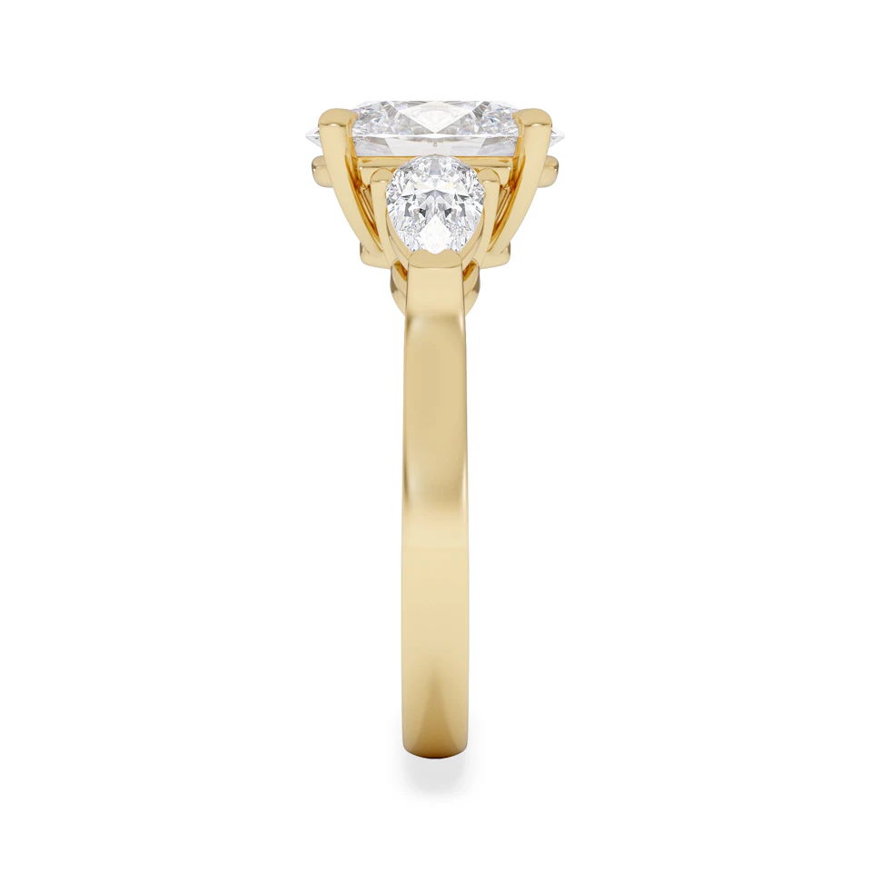 Adore 2.60ct Oval Cut Lab Diamond 3 Stone Engagement Ring in 18K Yellow Gold