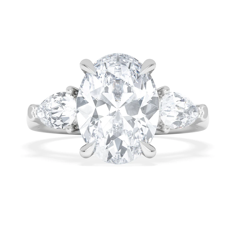 Adore 3.80ct Oval Cut Lab Diamond 3 Stone Engagement Ring in Platinum