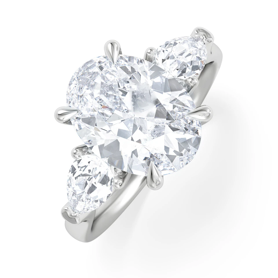 Adore 3.80ct Oval Cut Lab Diamond 3 Stone Engagement Ring in Platinum