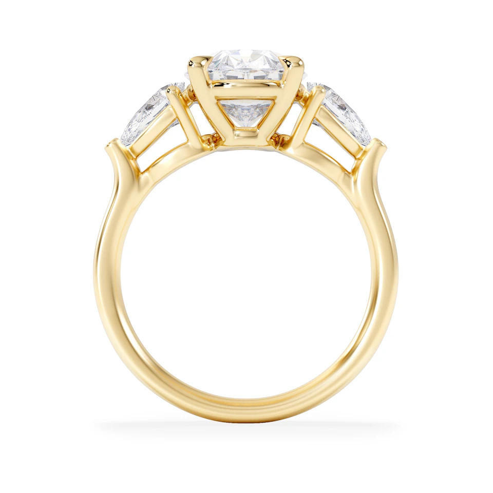 Adore 3.80ct Oval Cut Lab Diamond 3 Stone Engagement Ring in 18K Yellow Gold