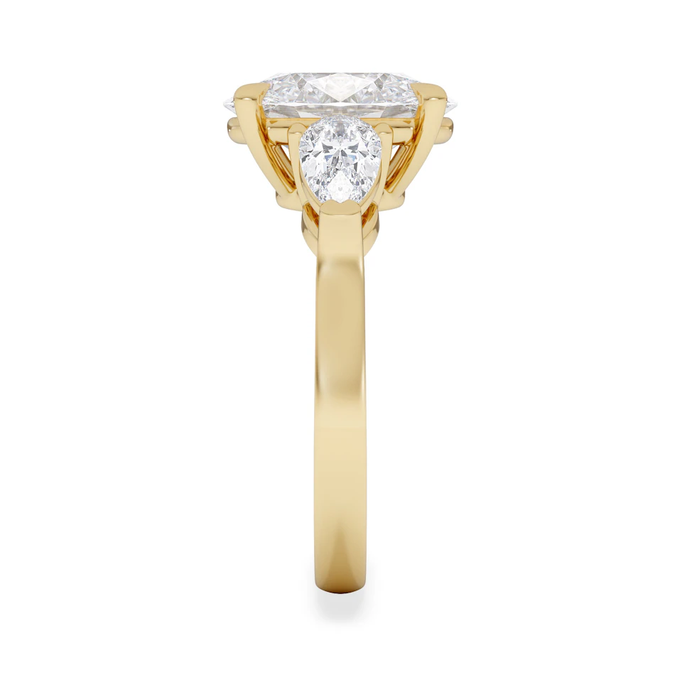 Adore 3.80ct Oval Cut Lab Diamond 3 Stone Engagement Ring in 18K Yellow Gold