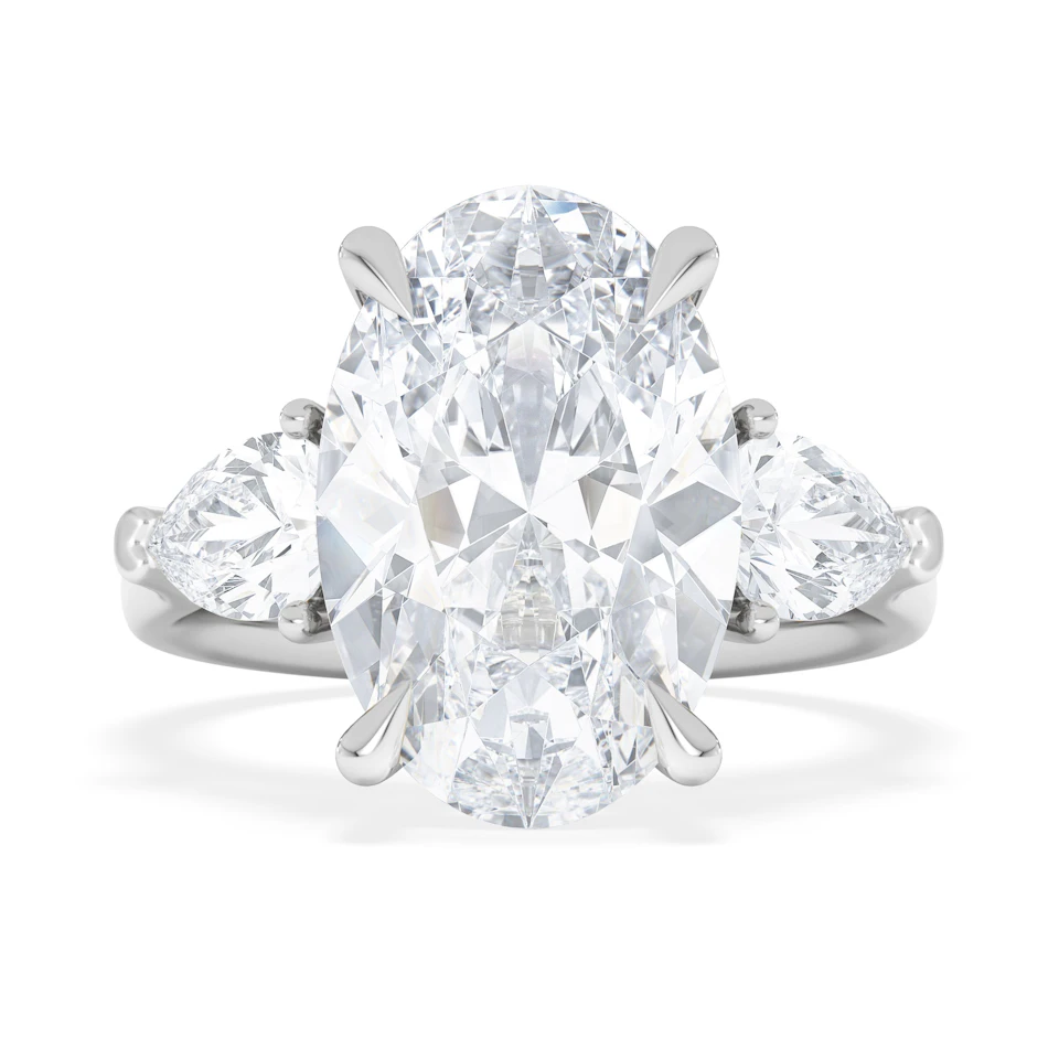 Adore 6.00ct Oval Cut Lab Diamond 3 Stone Engagement Ring in Platinum