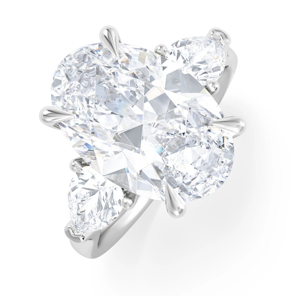 Adore 6.00ct Oval Cut Lab Diamond 3 Stone Engagement Ring in Platinum