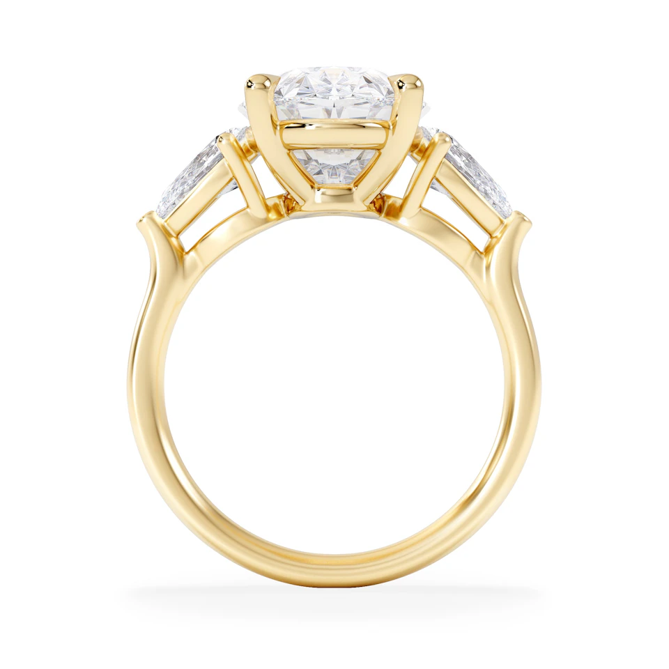 Adore 6.00ct Oval Cut Lab Diamond 3 Stone Engagement Ring in 18K Yellow Gold