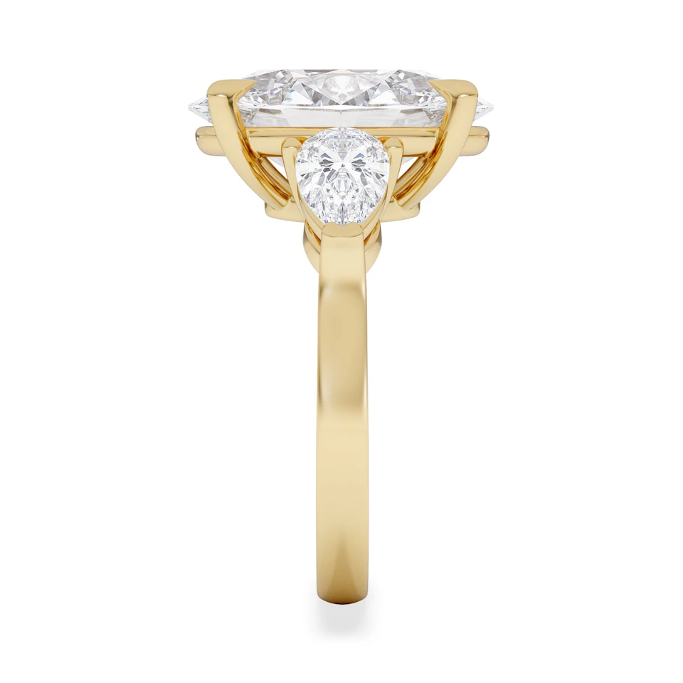 Adore 6.00ct Oval Cut Lab Diamond 3 Stone Engagement Ring in 18K Yellow Gold