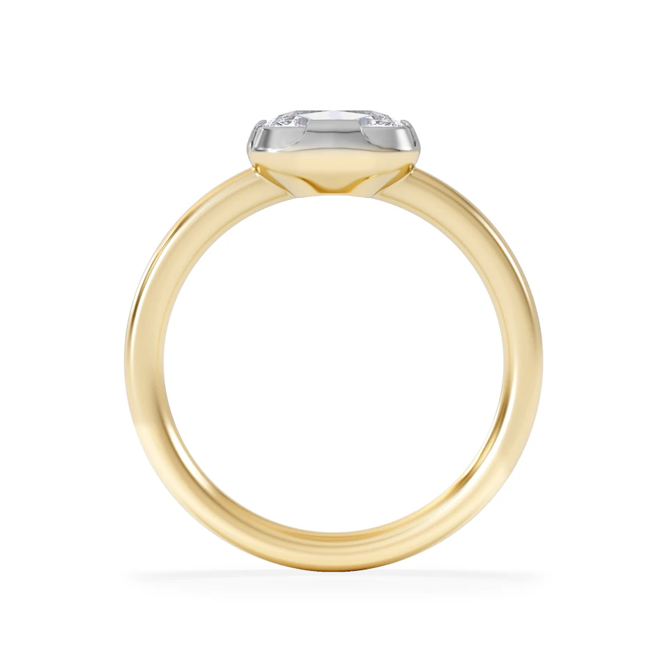 East West 1.00ct Elongated Cushion Cut Lab Diamond Solitaire Engagement Ring in 18K Yellow Gold
