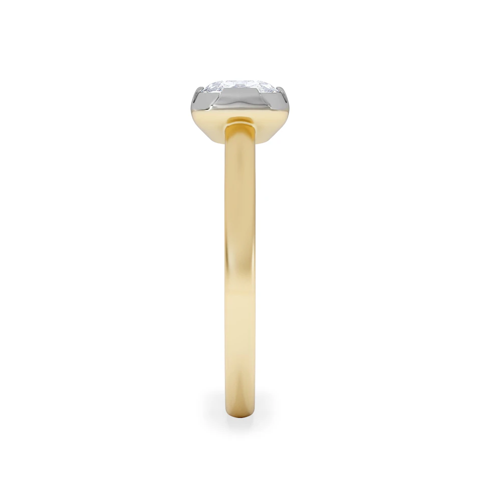 East West 1.00ct Elongated Cushion Cut Lab Diamond Solitaire Engagement Ring in 18K Yellow Gold