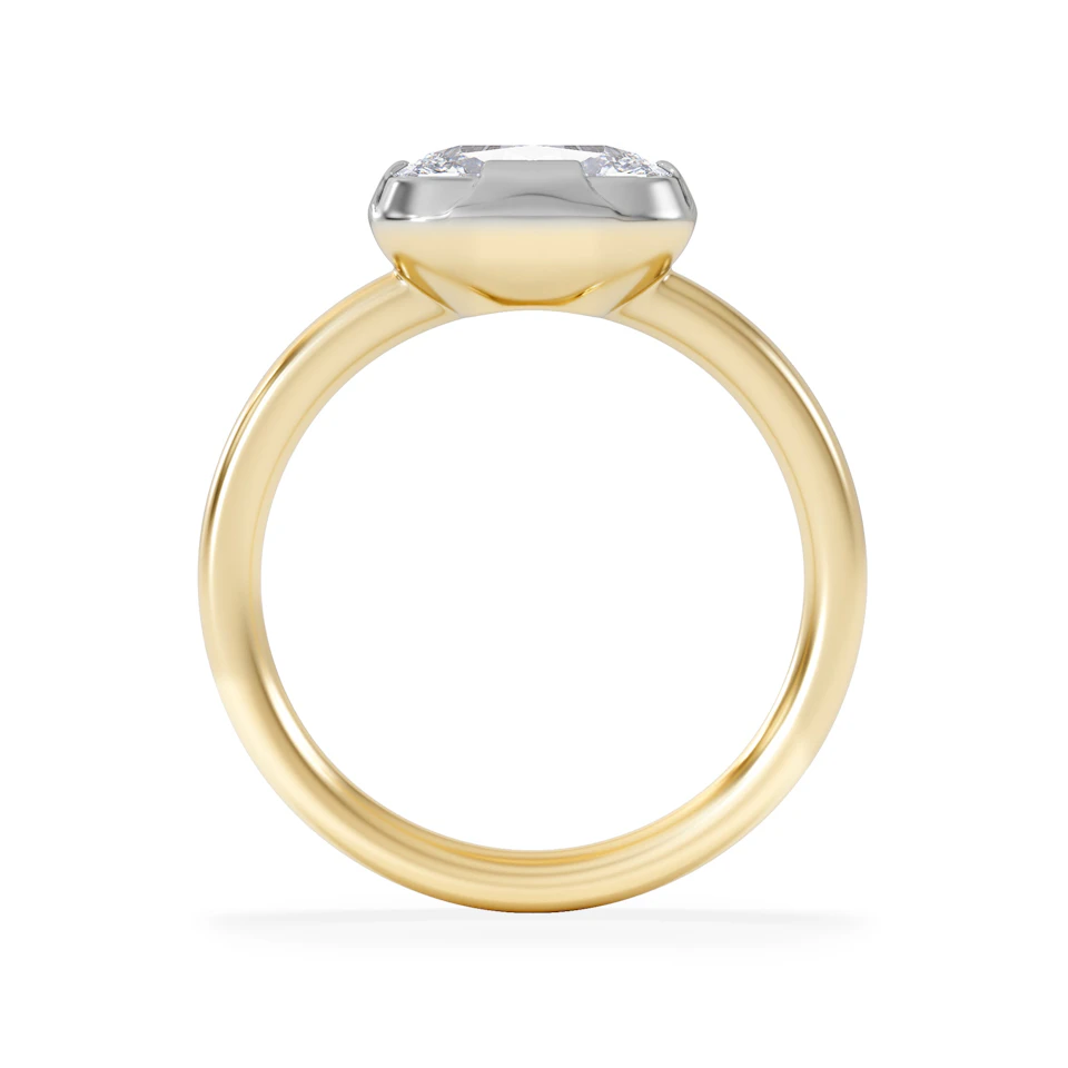 East West 2.00ct Elongated Cushion Cut Lab Diamond Solitaire Engagement Ring in 18K Yellow Gold