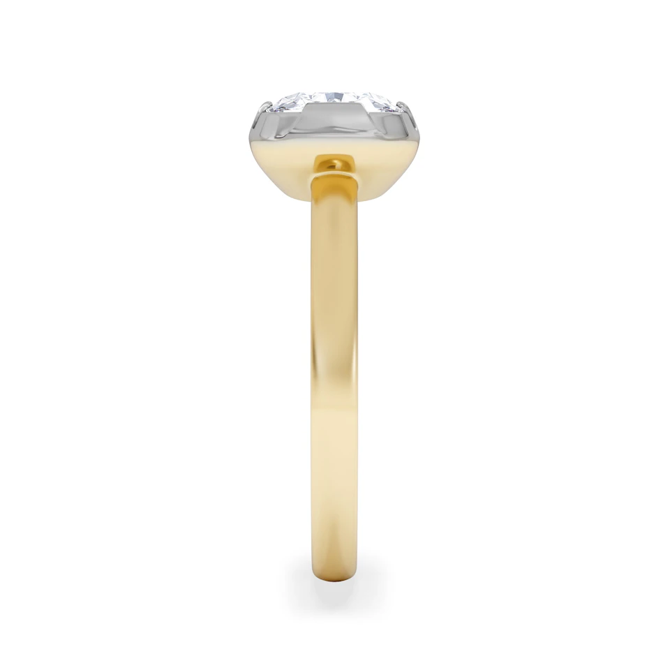 East West 2.00ct Elongated Cushion Cut Lab Diamond Solitaire Engagement Ring in 18K Yellow Gold