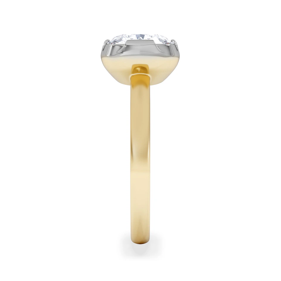 East West 3.00ct Elongated Cushion Cut Lab Diamond Solitaire Engagement Ring in 18K Yellow Gold