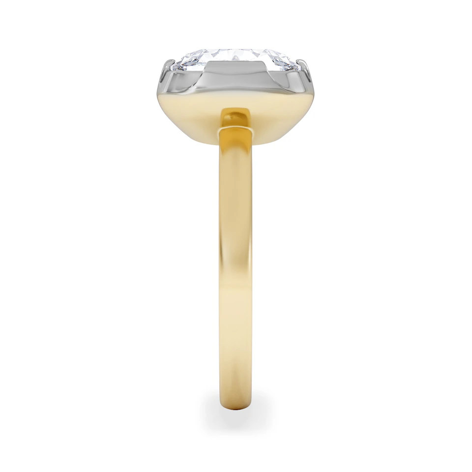 East West 5.00ct Elongated Cushion Cut Lab Diamond Solitaire Engagement Ring in 18K Yellow Gold