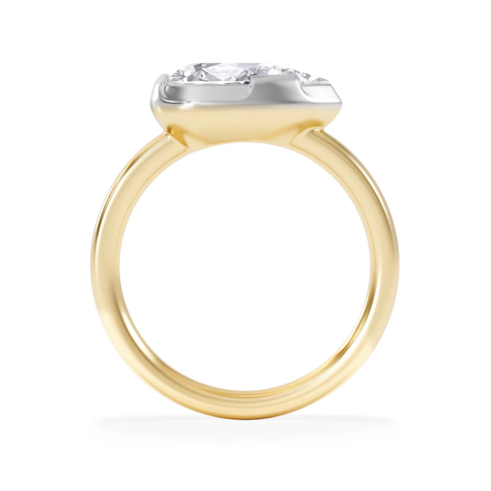 East West 2.00ct Pear Cut Lab Diamond Solitaire Engagement Ring in 18K Yellow Gold