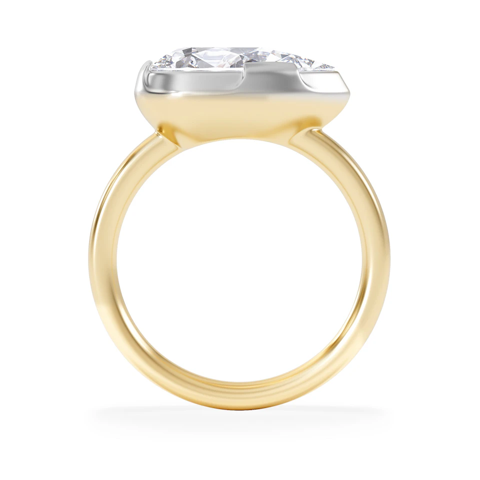 East West 3.00ct Pear Cut Lab Diamond Solitaire Engagement Ring in 18K Yellow Gold