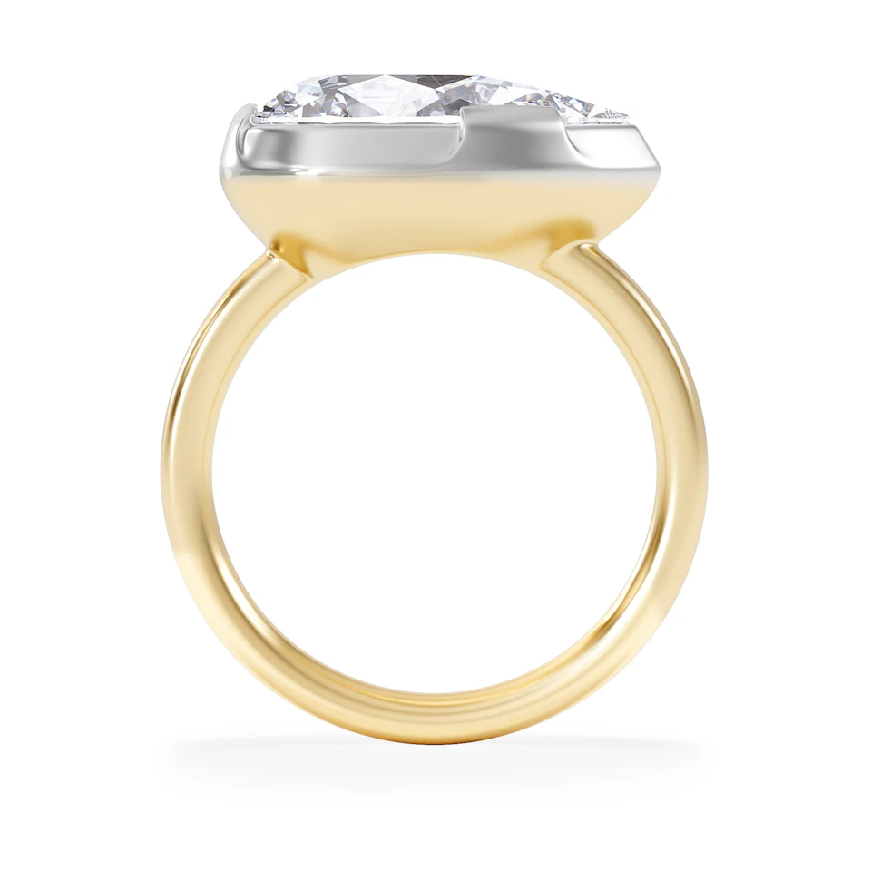 East West 5.00ct Pear Cut Lab Diamond Solitaire Engagement Ring in 18K Yellow Gold