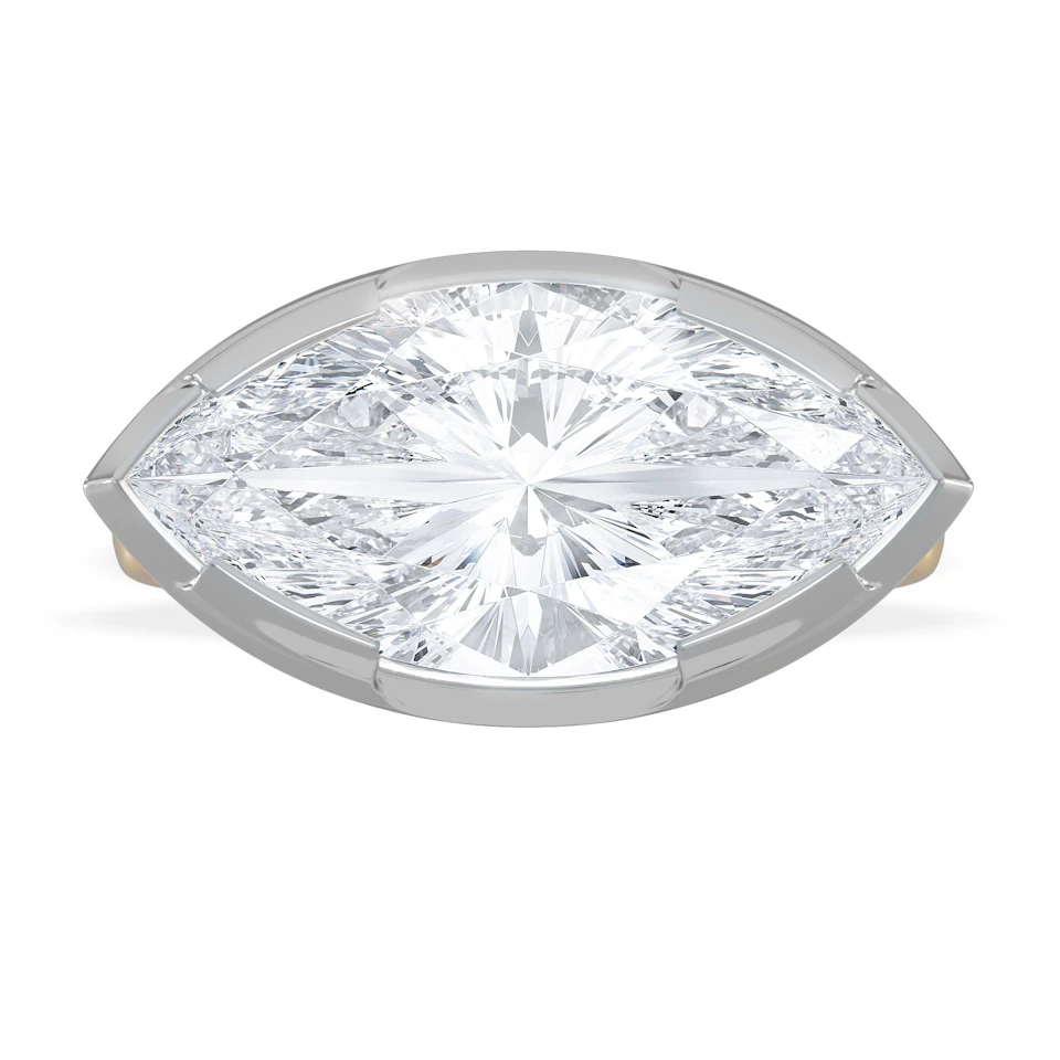 East West 5.00ct Marquise Cut Lab Diamond Solitaire Engagement Ring in 18K Yellow Gold