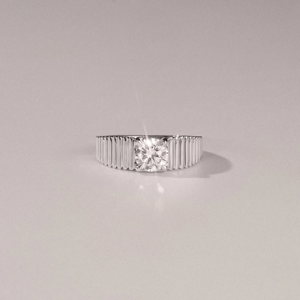 Flute 1.00ct Round Cut Lab Grown Diamond Solitaire Ring in Platinum