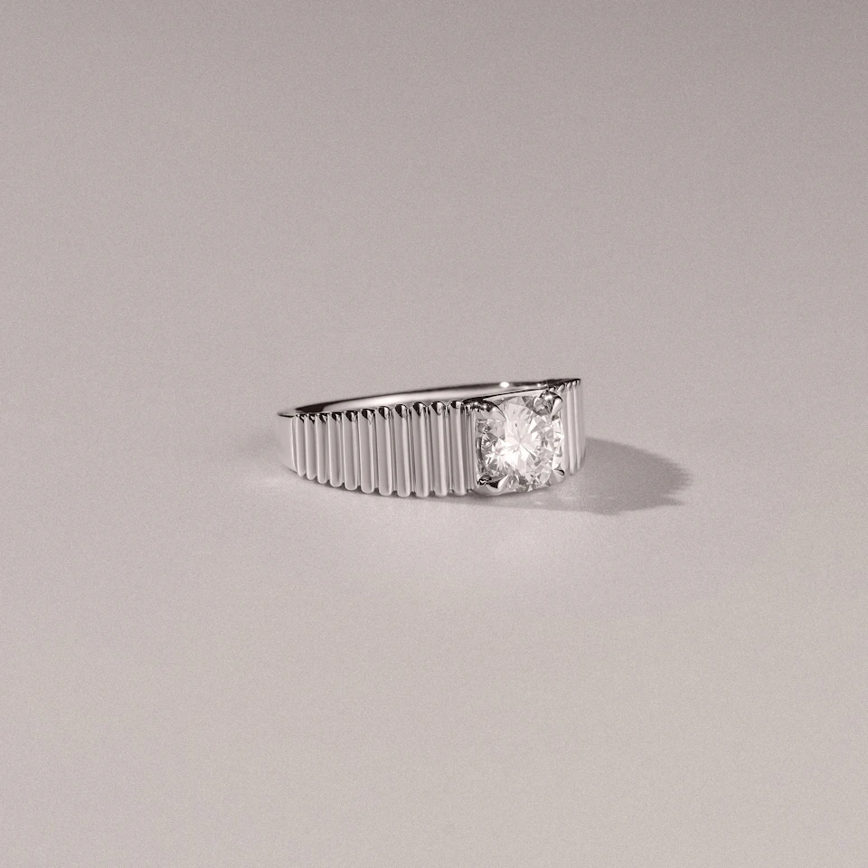 Flute 1.00ct Round Cut Lab Grown Diamond Solitaire Ring in Platinum