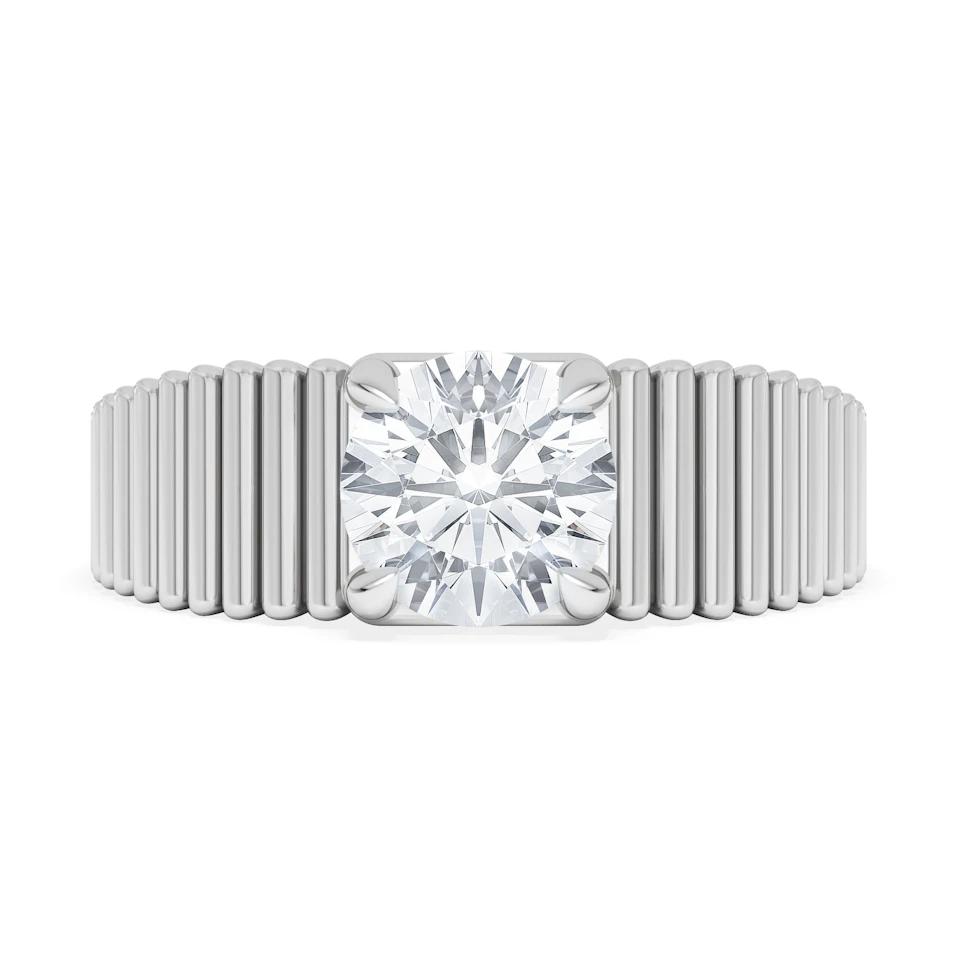 Flute 1.00ct Round Cut Lab Grown Diamond Solitaire Ring in Platinum