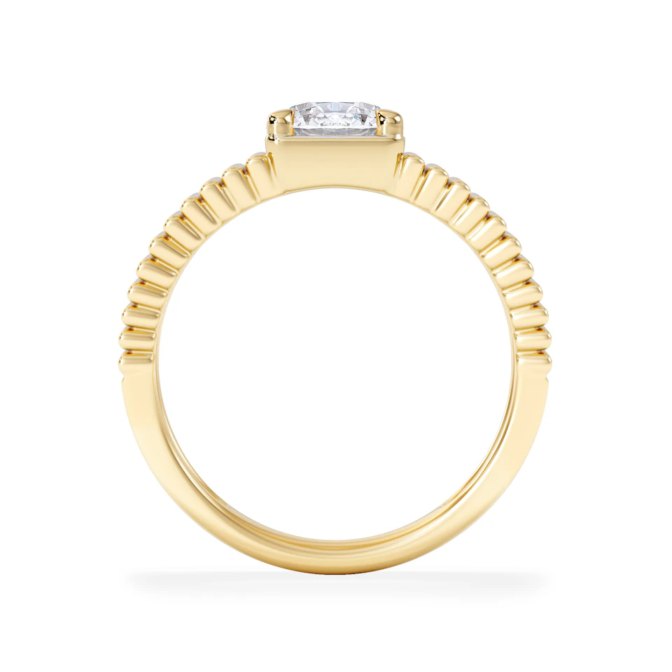 Flute 1.00ct Round Cut Lab Grown Diamond Solitaire Ring in 18K Yellow Gold