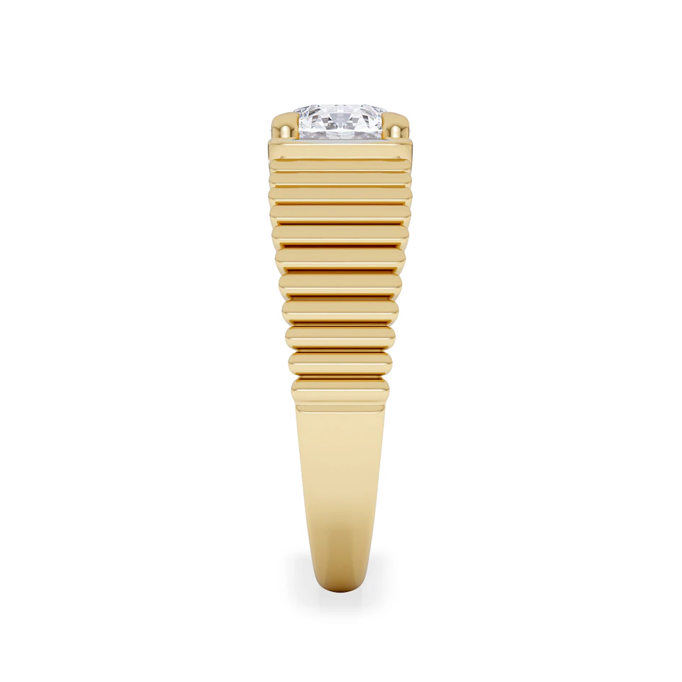 Flute 1.00ct Round Cut Lab Grown Diamond Solitaire Ring in 18K Yellow Gold