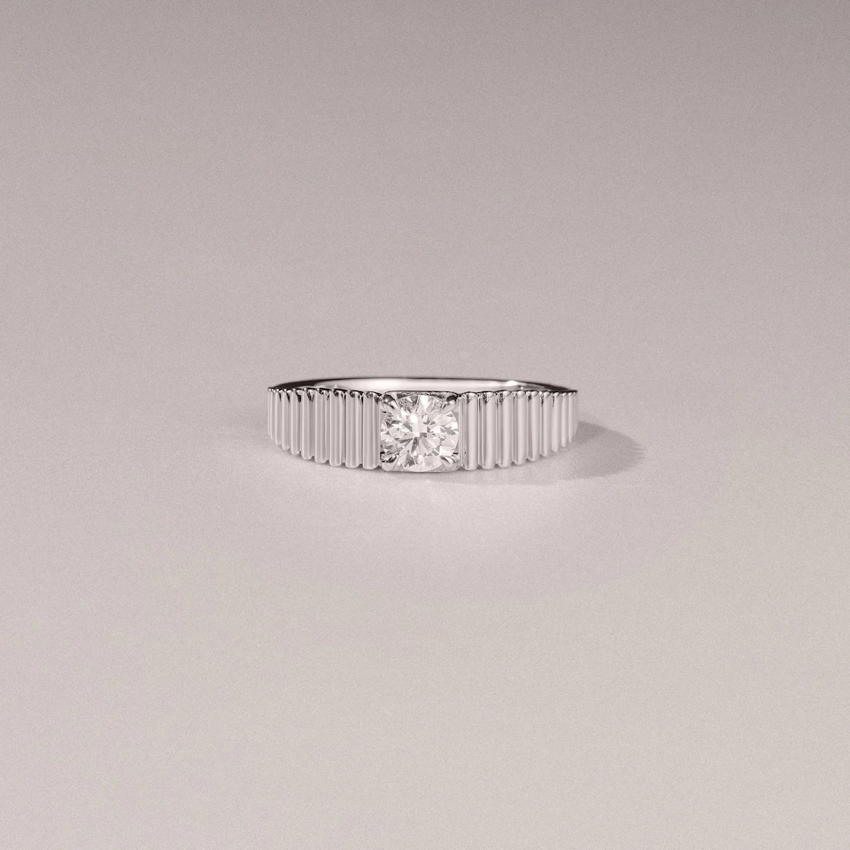 Flute 0.50ct Round Cut Lab Grown Diamond Solitaire Ring in Platinum