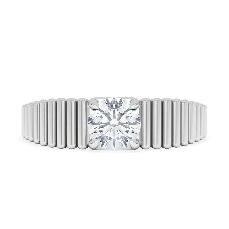 Flute 0.50ct Round Cut Lab Grown Diamond Solitaire Ring in Platinum