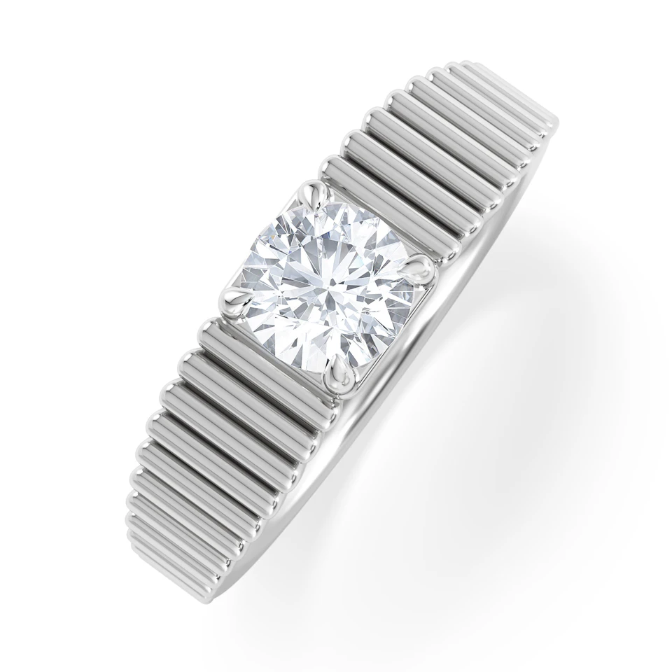 Flute 0.50ct Round Cut Lab Grown Diamond Solitaire Ring in Platinum