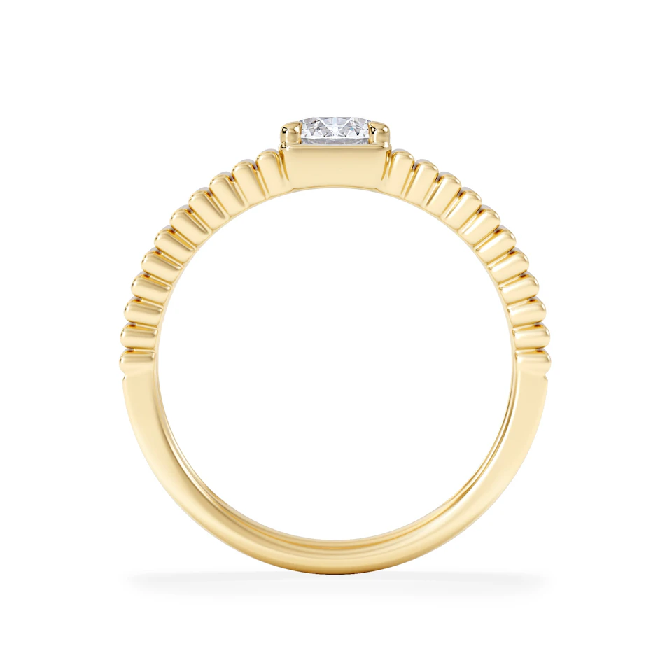 Flute 0.50ct Round Cut Lab Grown Diamond Solitaire Ring 18K Yellow Gold