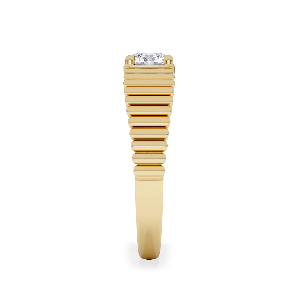 Flute 0.50ct Round Cut Lab Grown Diamond Solitaire Ring 18K Yellow Gold