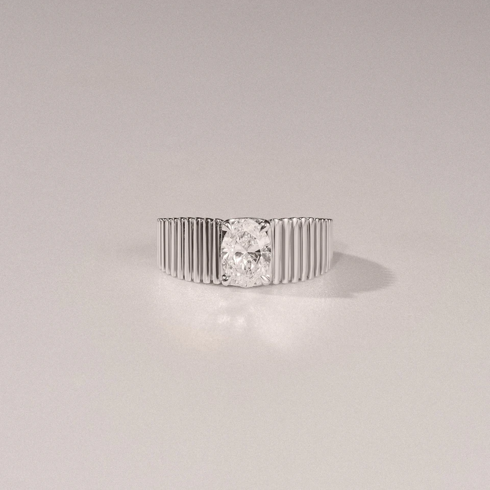Flute 1.00ct Oval Cut Lab Grown Diamond Solitaire Ring in Platinum