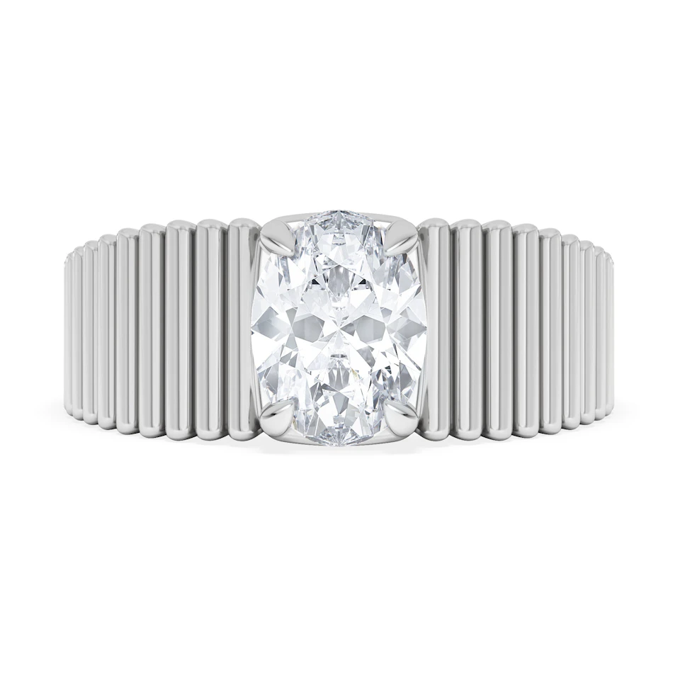 Flute 1.00ct Oval Cut Lab Grown Diamond Solitaire Ring in Platinum