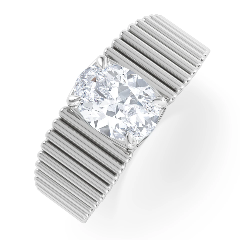 Flute 1.00ct Oval Cut Lab Grown Diamond Solitaire Ring in Platinum