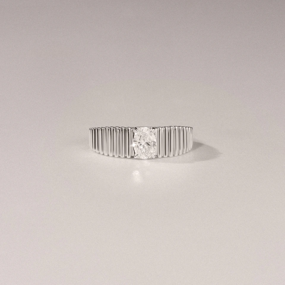 Flute 0.50ct Oval Cut Lab Grown Diamond Solitaire Ring in Platinum