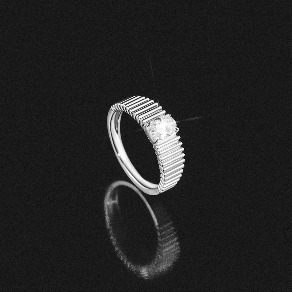 Flute 0.50ct Oval Cut Lab Grown Diamond Solitaire Ring in Platinum