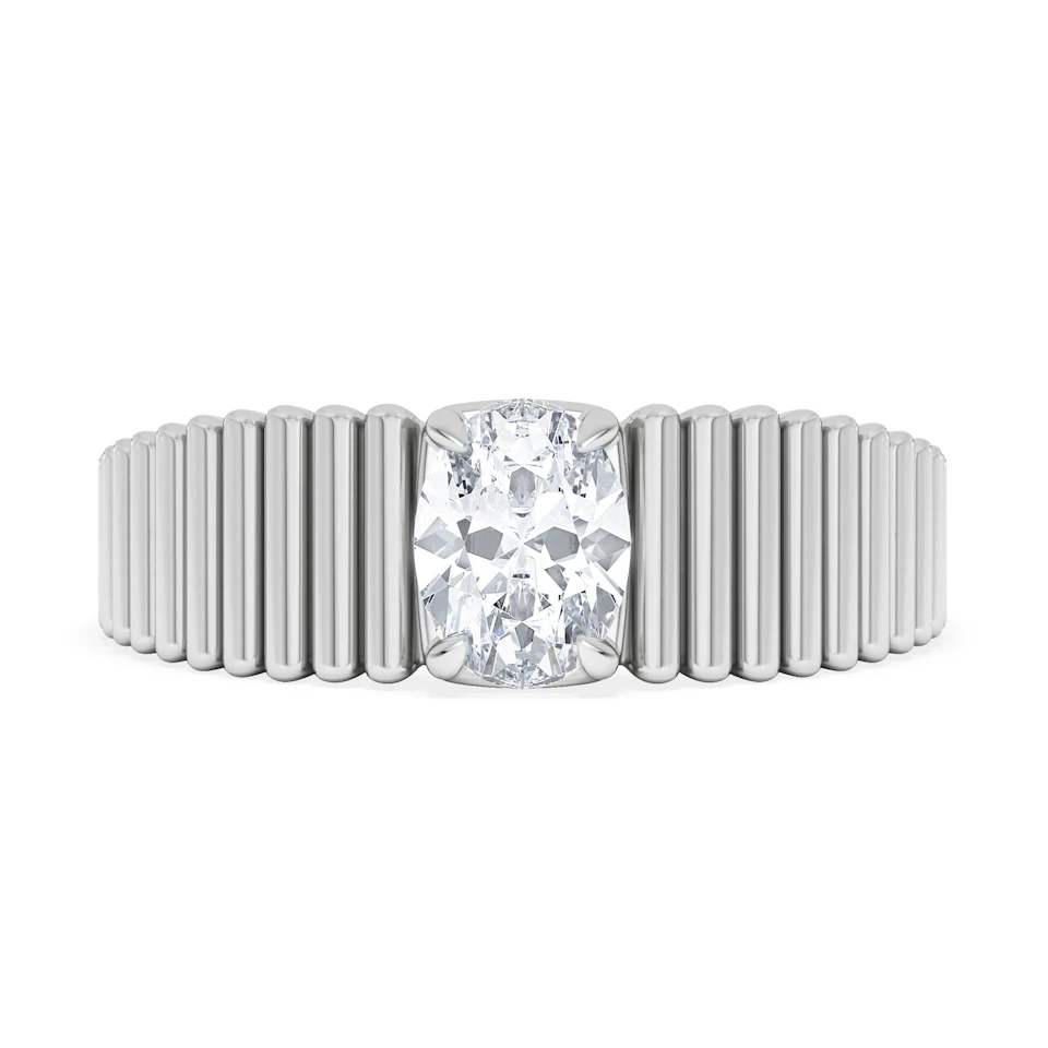 Flute 0.50ct Oval Cut Lab Grown Diamond Solitaire Ring in Platinum