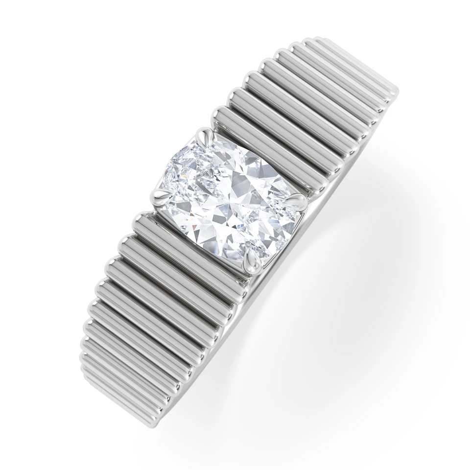 Flute 0.50ct Oval Cut Lab Grown Diamond Solitaire Ring in Platinum