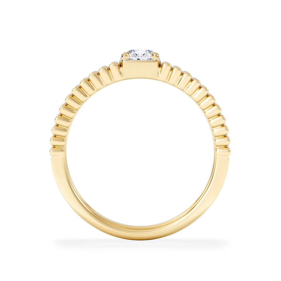 Flute 0.50ct Oval Cut Lab Grown Diamond Solitaire Ring 18K Yellow Gold