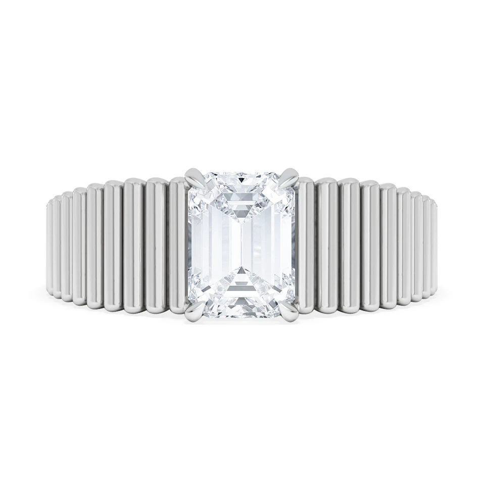 Flute 1.00ct Emerald Cut Lab Grown Diamond Solitaire Ring in Platinum