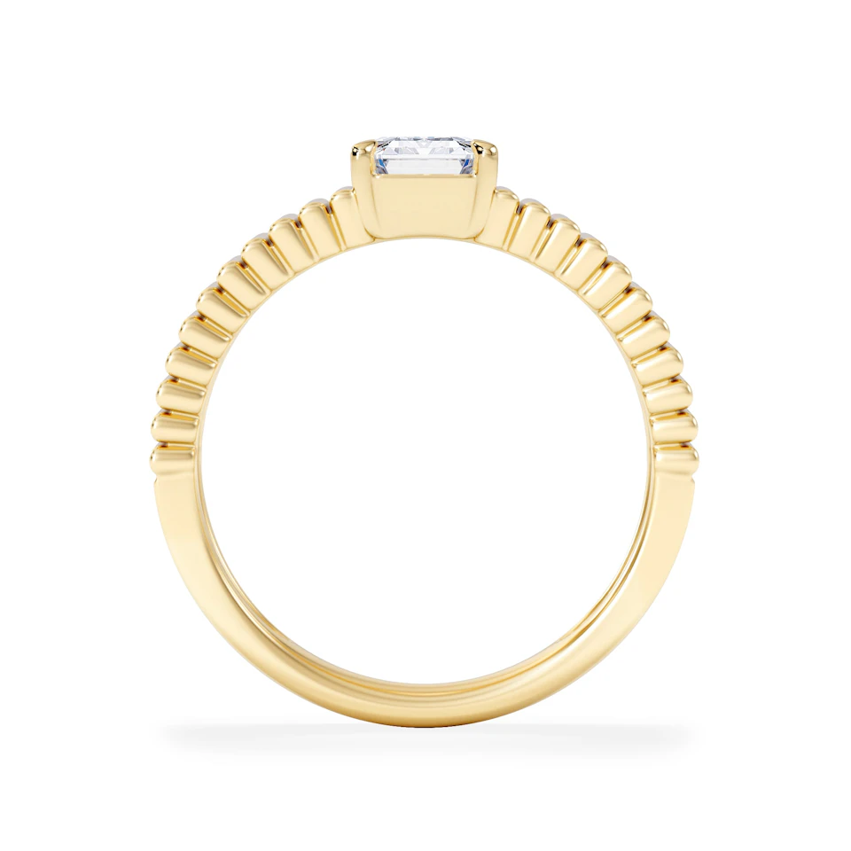 Flute 1.00ct Emerald Cut Lab Grown Diamond Solitaire Ring 18K Yellow Gold