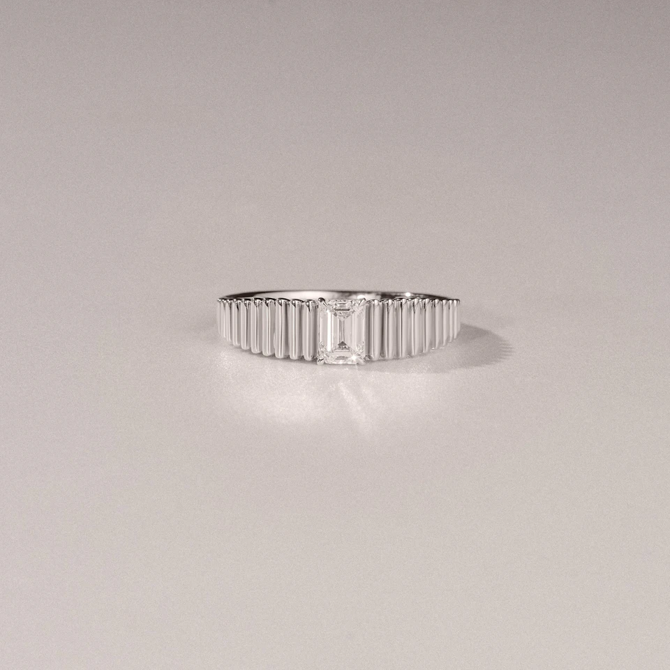 Flute 0.50ct Emerald Cut Lab Grown Diamond Solitaire Ring in Platinum