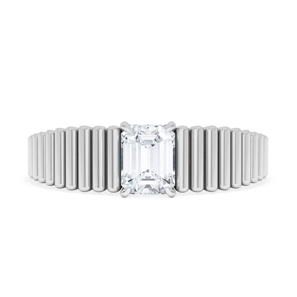 Flute 0.50ct Emerald Cut Lab Grown Diamond Solitaire Ring in Platinum