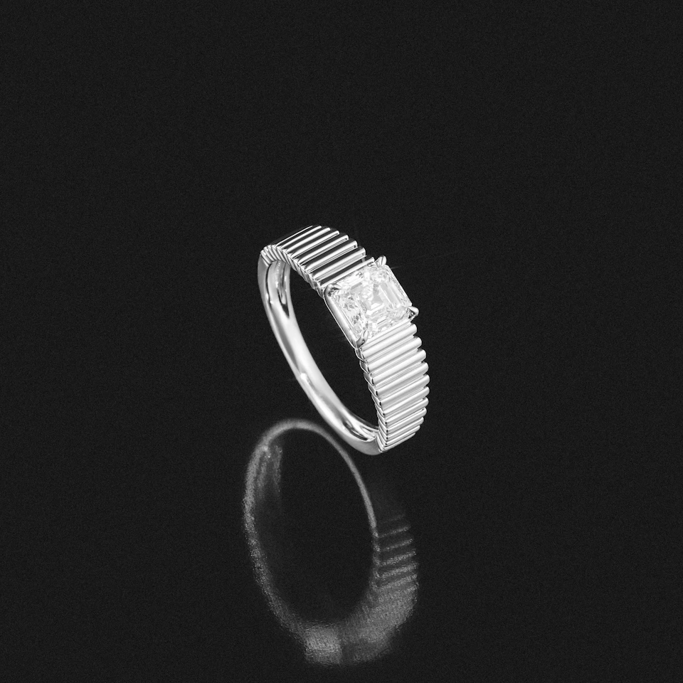 Flute 1.00ct Assher Cut Lab Grown Diamond Solitaire Ring in Platinum