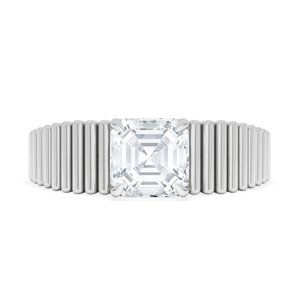 Flute 1.00ct Assher Cut Lab Grown Diamond Solitaire Ring in Platinum