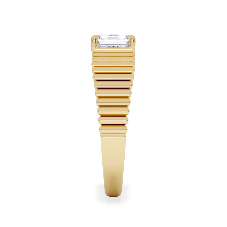 Flute 1.00ct Assher Cut Lab Grown Diamond Solitaire Ring 18K Yellow Gold