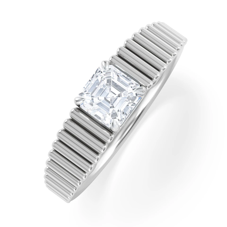 Flute 0.50ct Assher Cut Lab Grown Diamond Solitaire Ring in Platinum