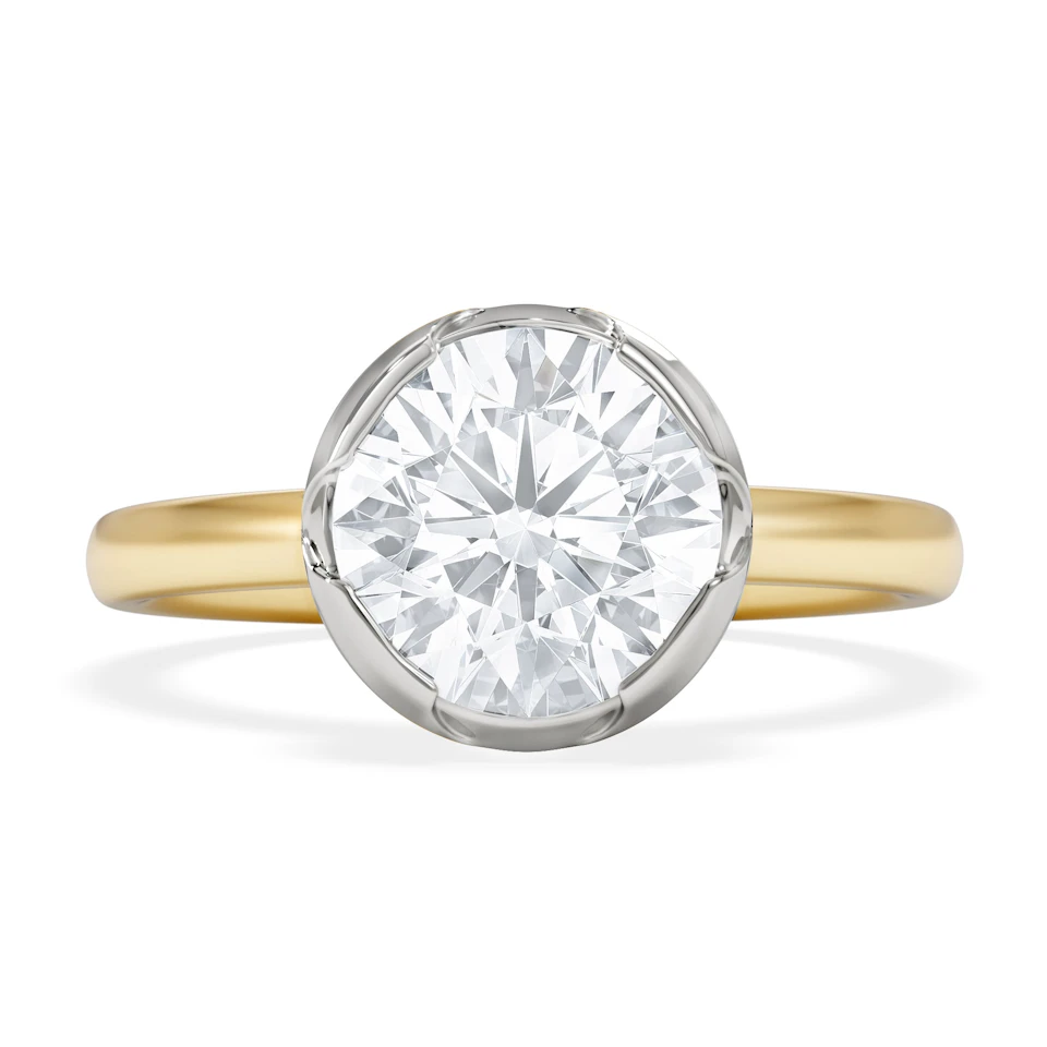 Muse 2.00ct Round Cut Lab Grown Solitaire Engagement Ring in 18K Yellow Gold