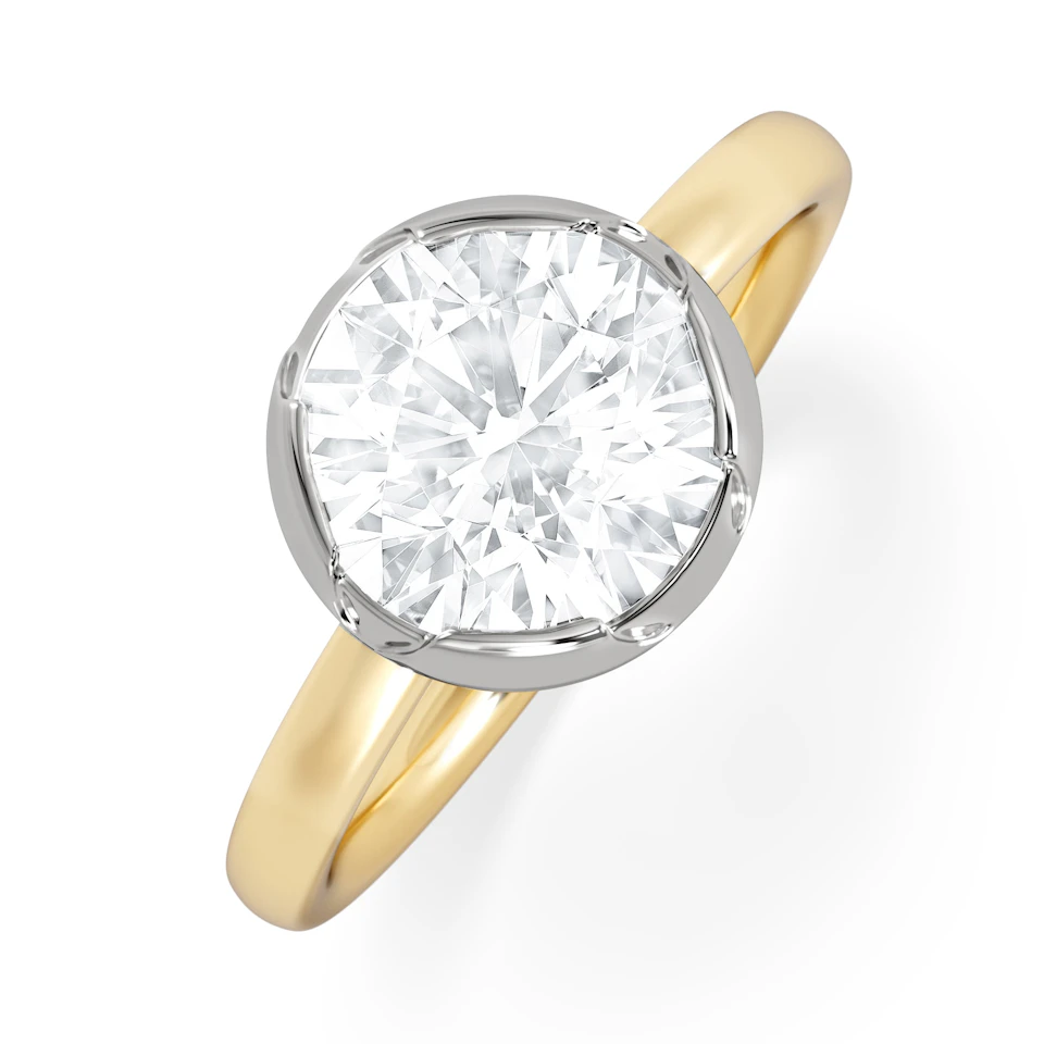 Muse 2.00ct Round Cut Lab Grown Solitaire Engagement Ring in 18K Yellow Gold
