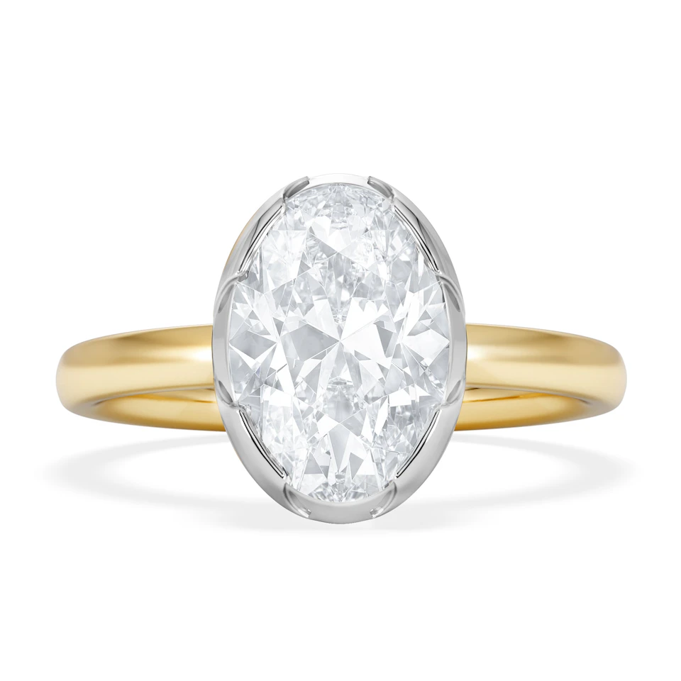 Muse 2.00ct Oval Cut Lab Grown Solitaire Engagement Ring in 18K Yellow Gold