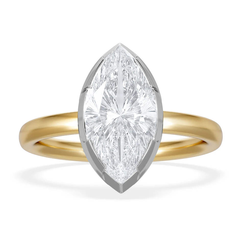 Muse 2.00ct Marquise Cut Lab Grown Solitaire Engagement Ring in 18K Yellow Gold