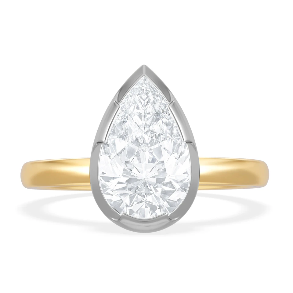 Muse 2.00ct Pear Cut Lab Grown Solitaire Engagement Ring in 18K Yellow Gold